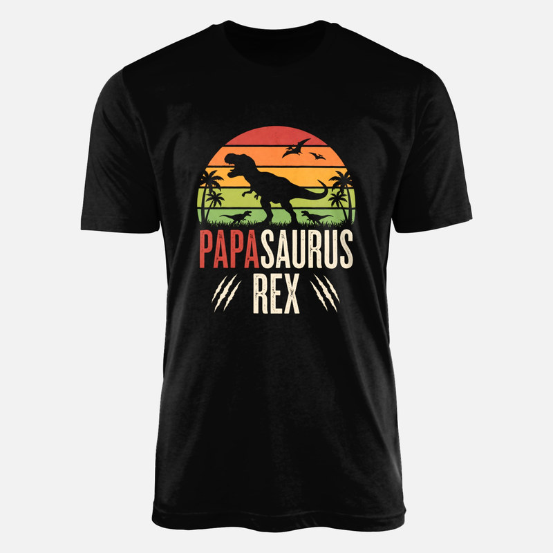 Camisetas: Papasaurus Rex Atardecer Retro
