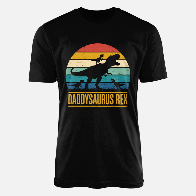 Camisetas: Pap&aacute;saurio Rex con tres cr&iacute;as retro