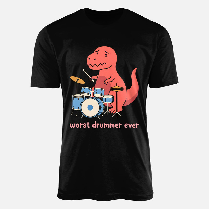 Camisetas: T-Rex tocando la bater&iacute;a humor