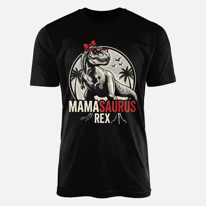 Camisetas: Mamasaurio rex con gafas y lazo