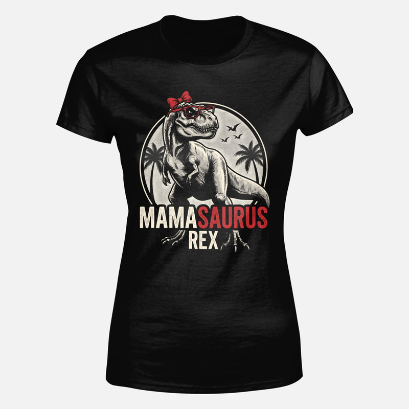 Camisetas: Mamasaurio rex con gafas y lazo