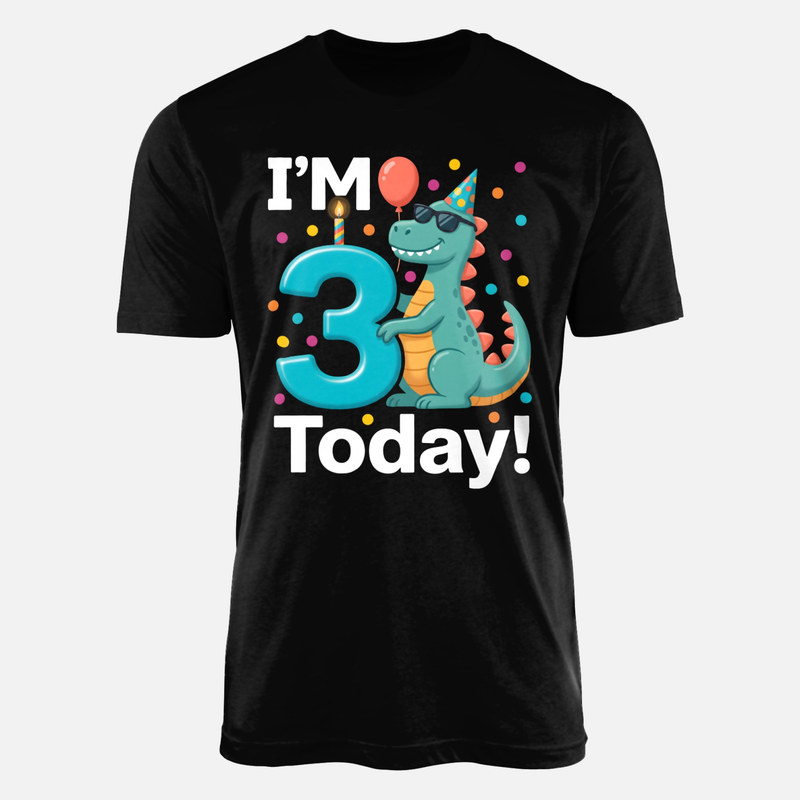 Camisetas: Dinosaurio fiesta de 3 cumplea&ntilde;os