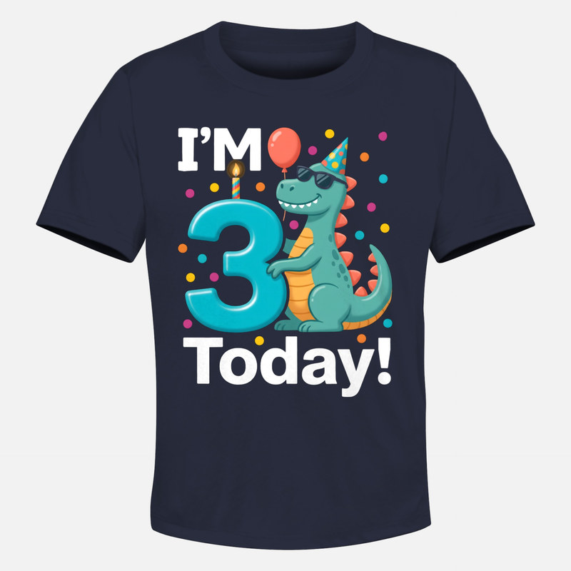 Camisetas: Dinosaurio fiesta de 3 cumplea&ntilde;os