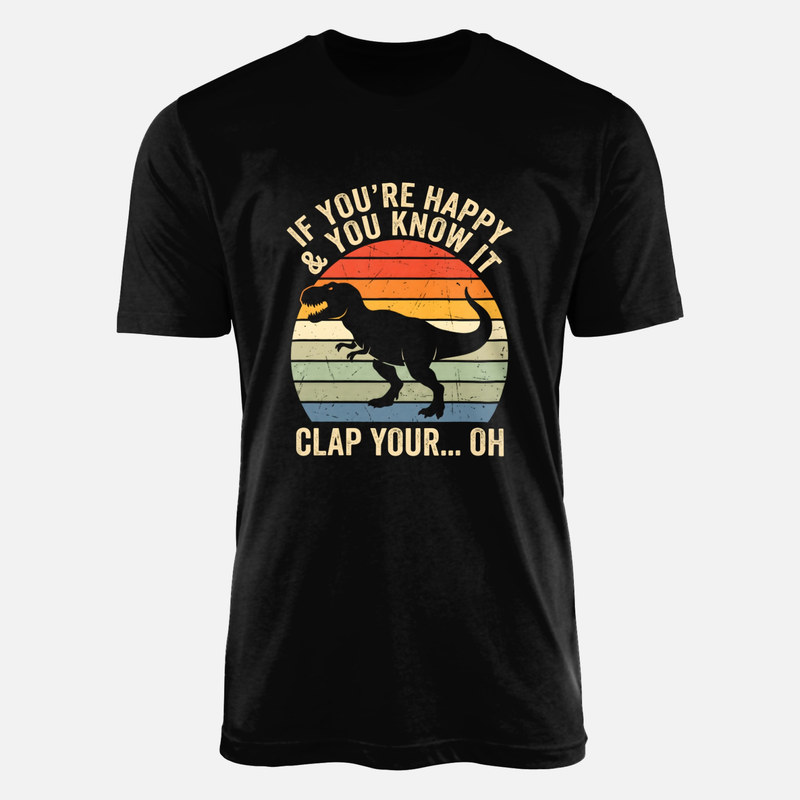 Camisetas: T-Rex brazos cortos puesta de sol retro