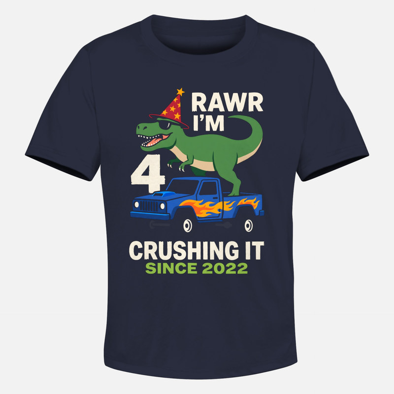 Camisetas: Dinosaurio 4 a&ntilde;os en monster truck