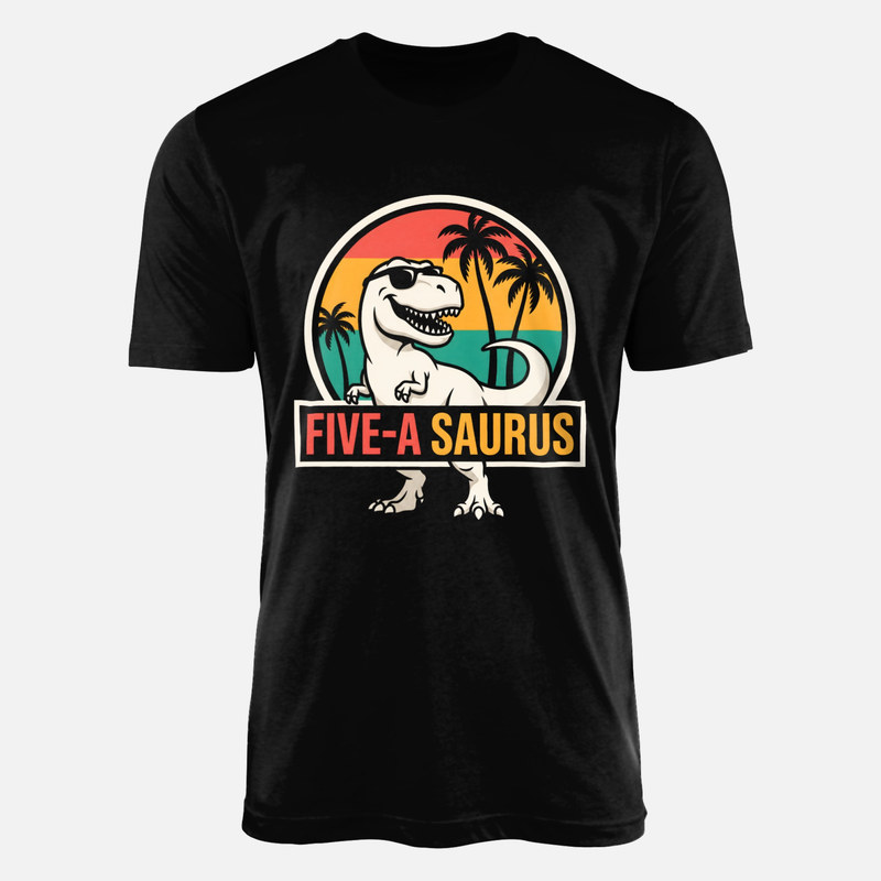 Camisetas: Dinosaurio 5&ordm; cumplea&ntilde;os retro