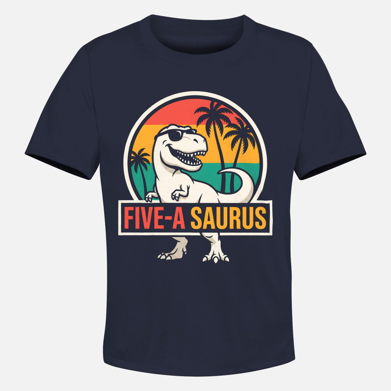 Camisetas: Dinosaurio 5&ordm; cumplea&ntilde;os retro