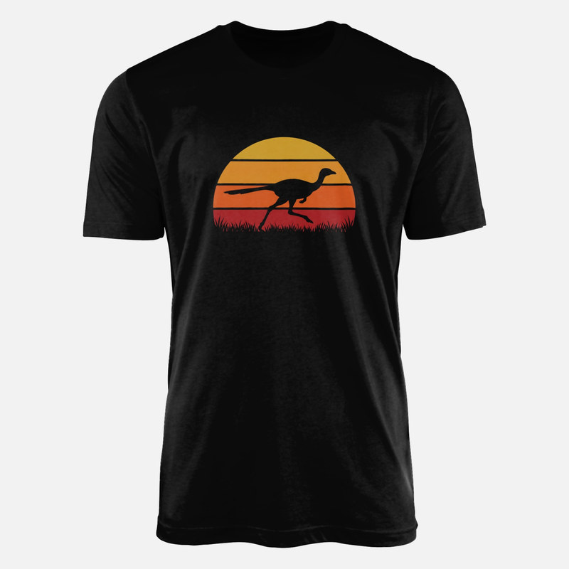 Camisetas: Dinosaurio en atardecer retro