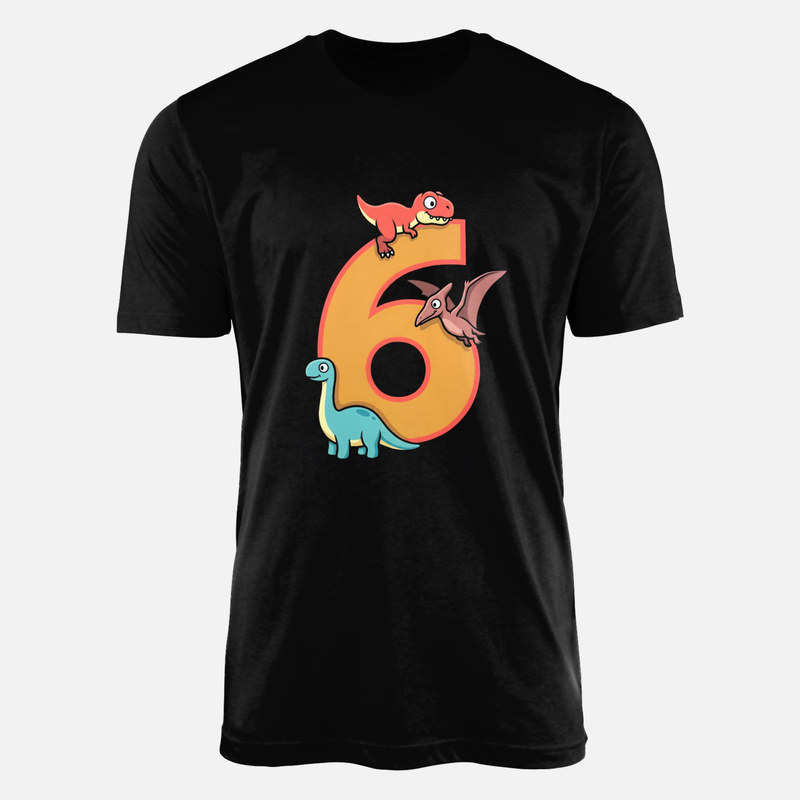 Camisetas: 6&ordm; Cumplea&ntilde;os con dinosaurios cartoon