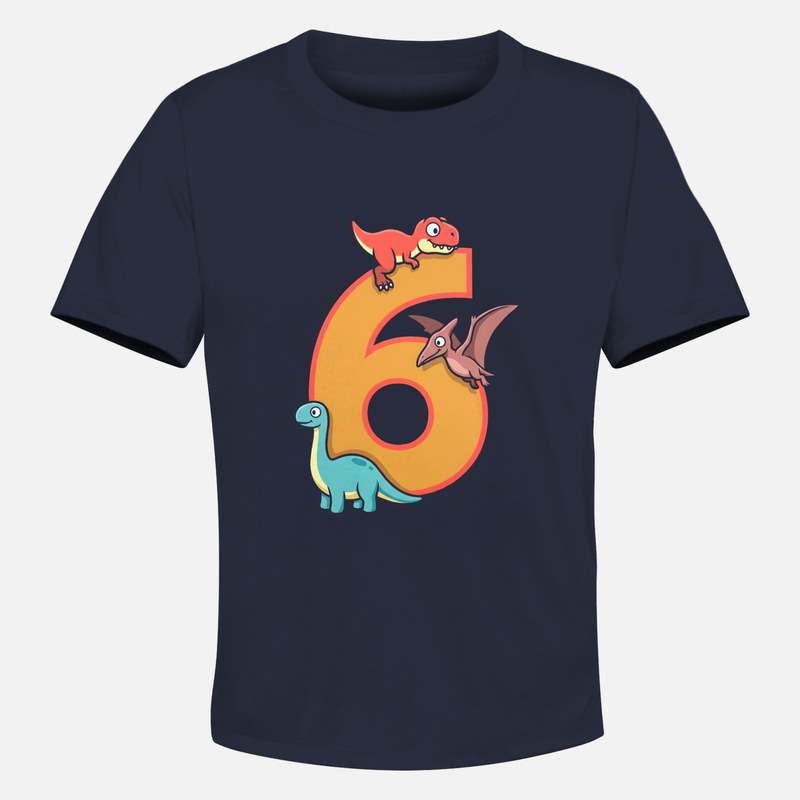 Camisetas: 6&ordm; Cumplea&ntilde;os con dinosaurios cartoon