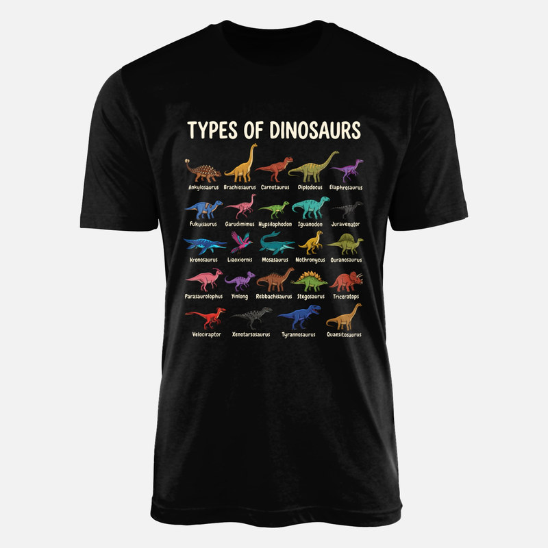 Camisetas: Abecedario de tipos de dinosaurios