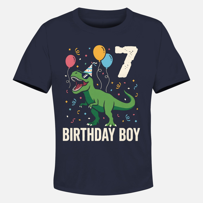 Camisetas: Dinosaurio cumplea&ntilde;ero 7 a&ntilde;os con gafas