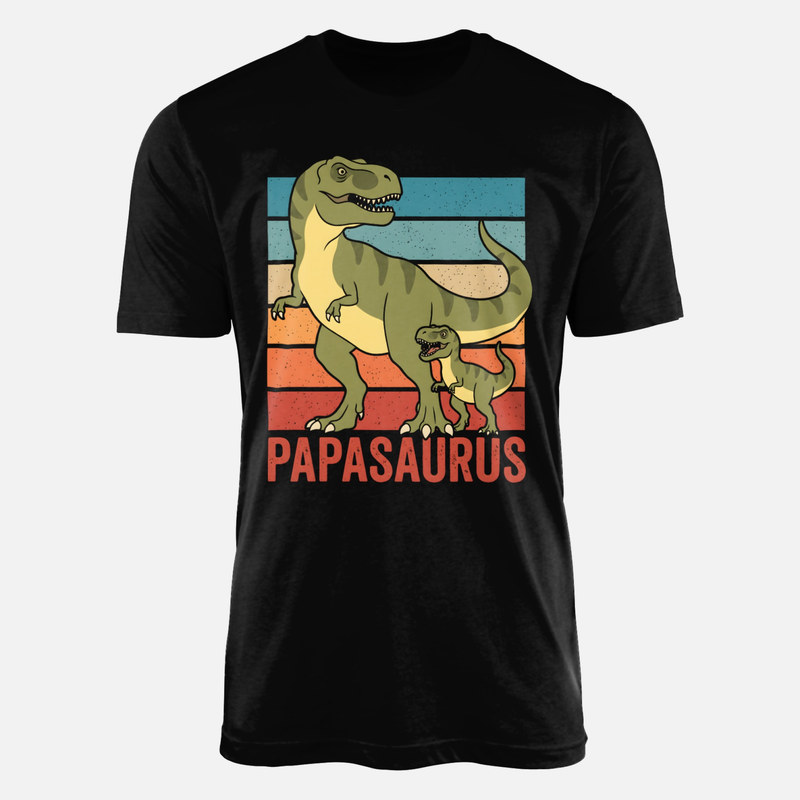 Camisetas: Papasaurus T-Rex y cr&iacute;a atardecer retro