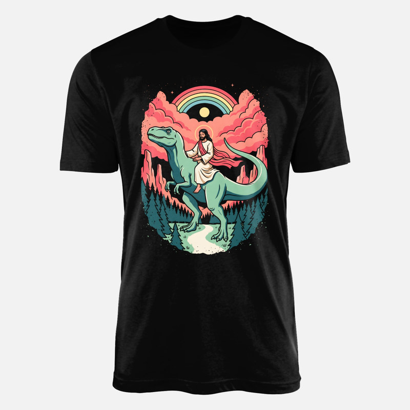 Camisetas: Jes&uacute;s montando un T-Rex