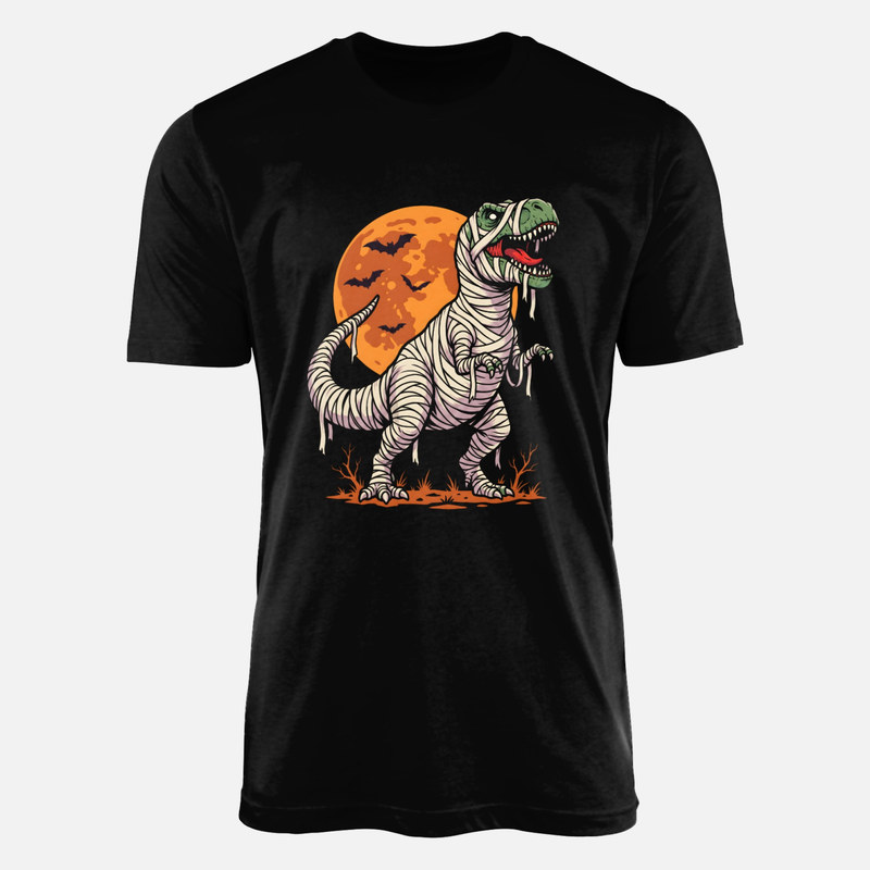 Camisetas: T-Rex momia de Halloween con luna