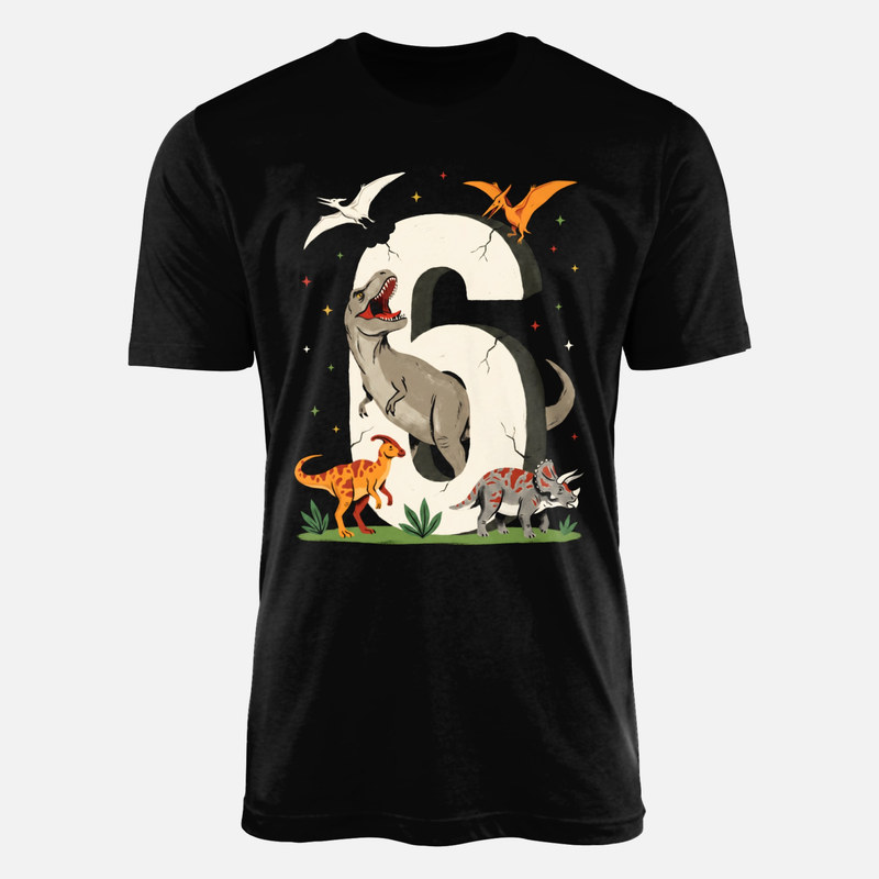 Camisetas: N&uacute;mero 6 de piedra y dinosaurios
