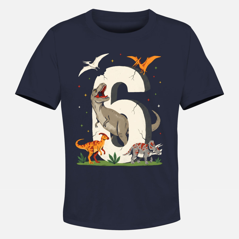 Camisetas: N&uacute;mero 6 de piedra y dinosaurios