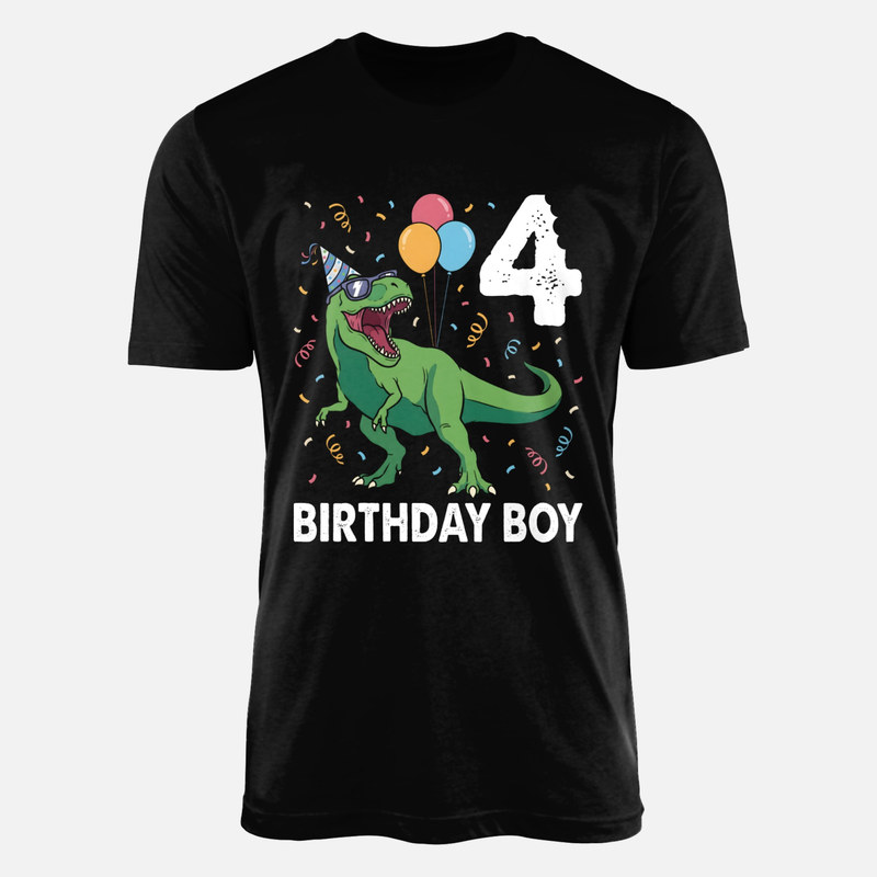 Camisetas: Dinosaurio T-Rex 4 cumplea&ntilde;os para ni&ntilde;o