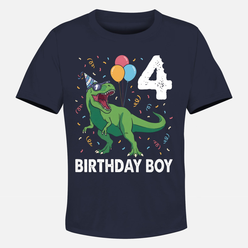 Camisetas: Dinosaurio T-Rex 4 cumplea&ntilde;os para ni&ntilde;o