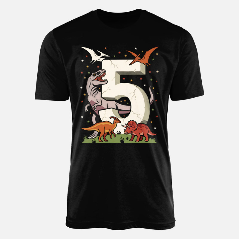 Camisetas: Cumplea&ntilde;os 5 con dinosaurios