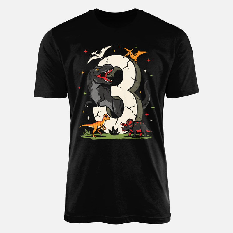 Camisetas: Dinosaurios con n&uacute;mero 3 de cumplea&ntilde;os