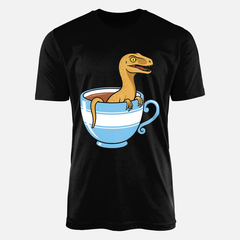 Camisetas: Velociraptor en taza de caf&eacute;