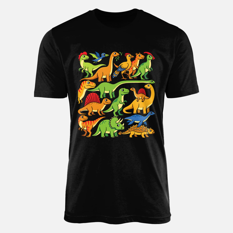 Camisetas: Patr&oacute;n de dinosaurios kawaii