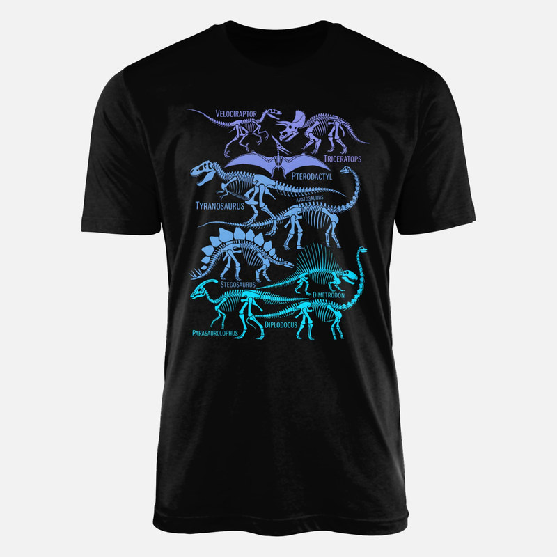Camisetas: Gu&iacute;a de esqueletos de dinosaurios