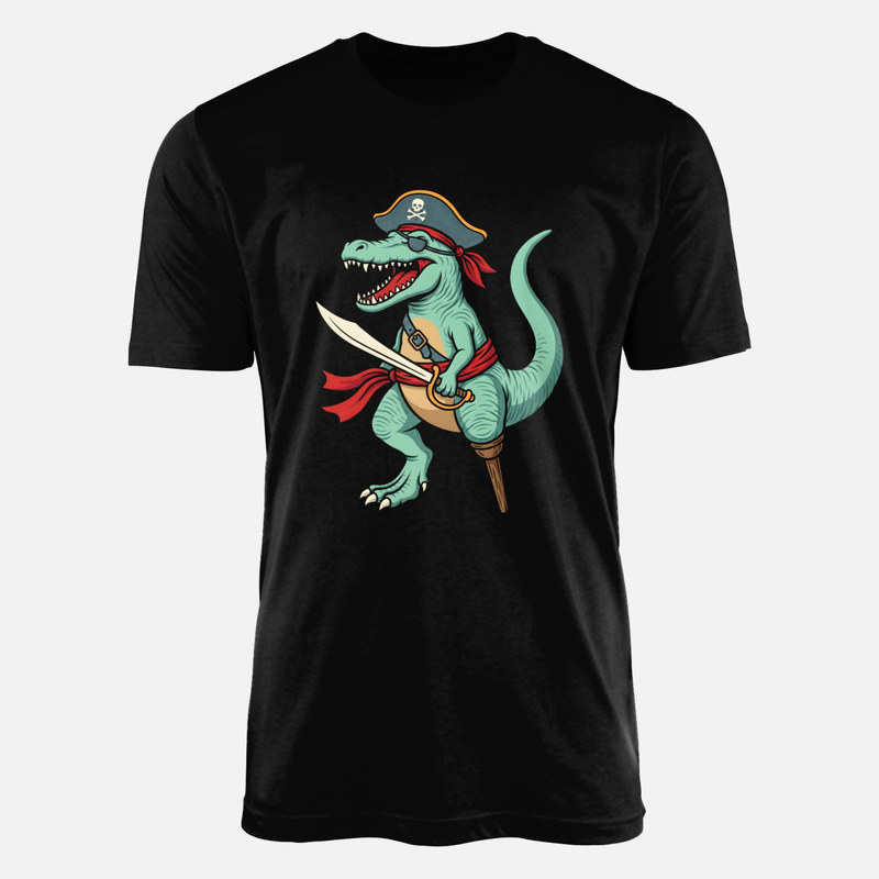 Camisetas: Dinosaurio T-Rex pirata con parche