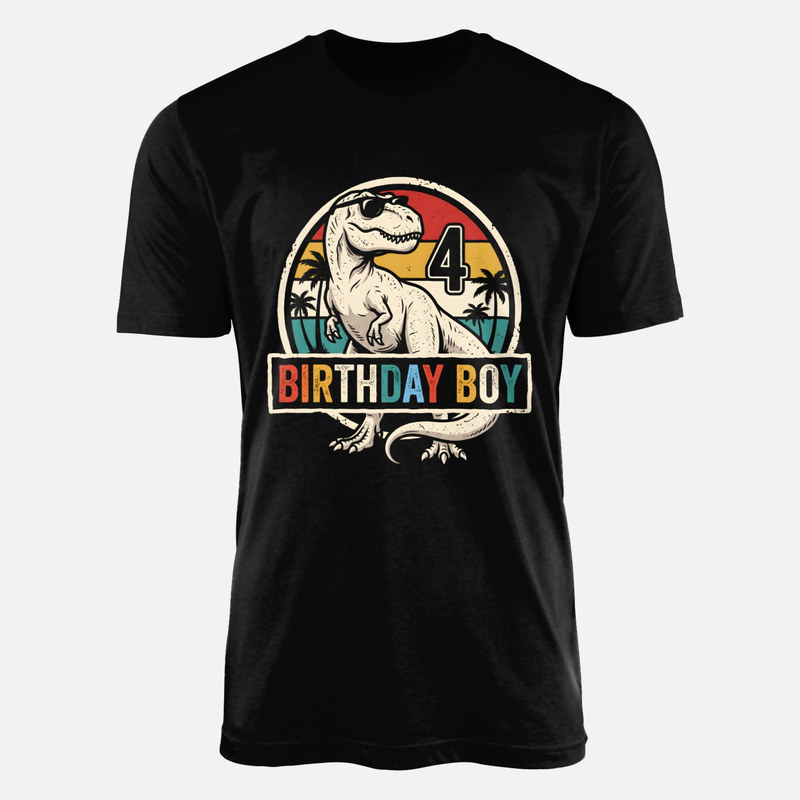 Camisetas: Cumplea&ntilde;os 4 a&ntilde;os T-Rex con gafas