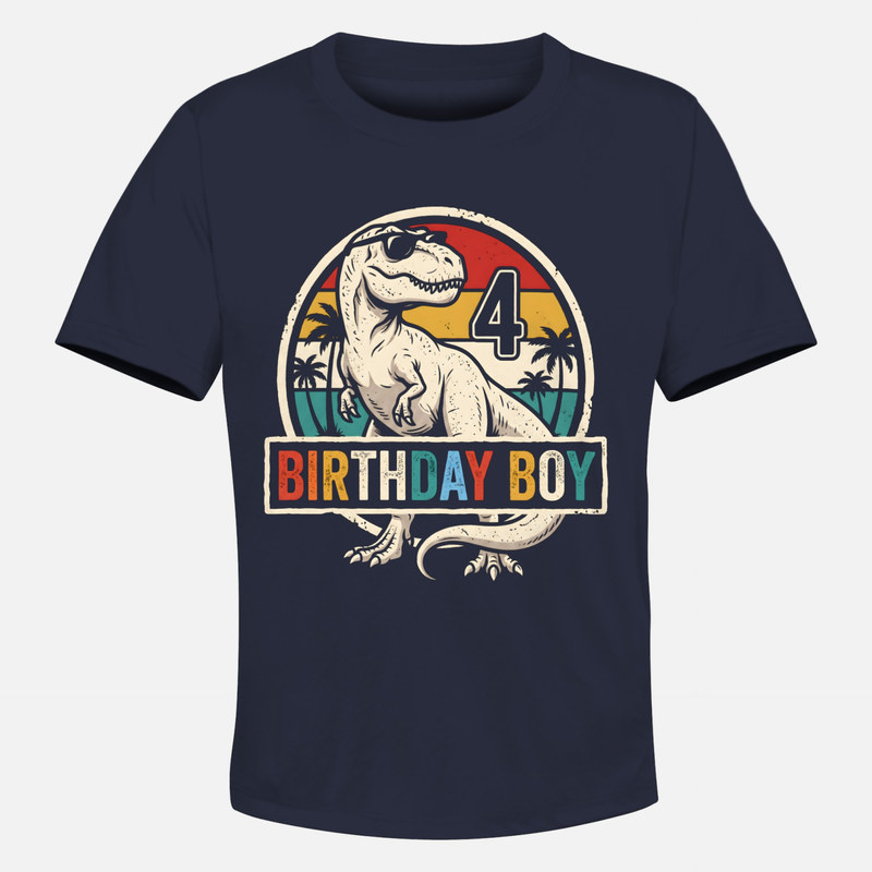 Camisetas: Cumplea&ntilde;os 4 a&ntilde;os T-Rex con gafas