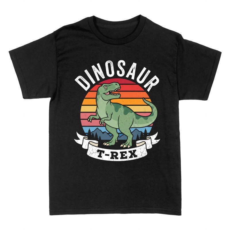 Camisetas: Dinosaurio T-Rex atardecer retro