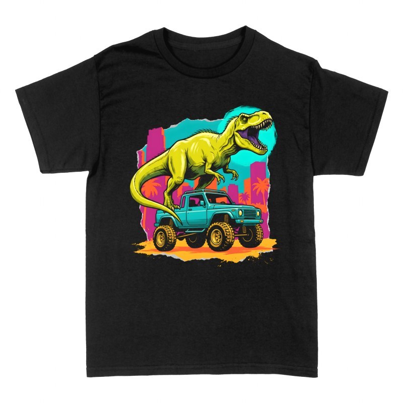 Camisetas: T-Rex sobre camioneta 4x4