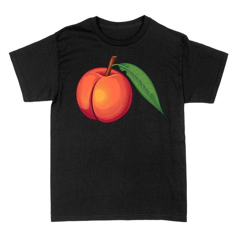 Camisetas: Melocot&oacute;n en grabado bot&aacute;nico
