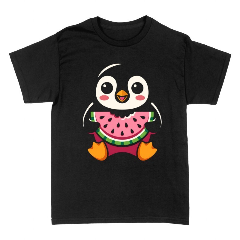 Camisetas: Ping&uuml;ino comiendo sand&iacute;a