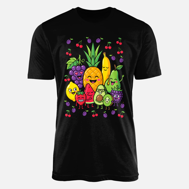 Camisetas: Frutas y aguacate kawaii sonrientes