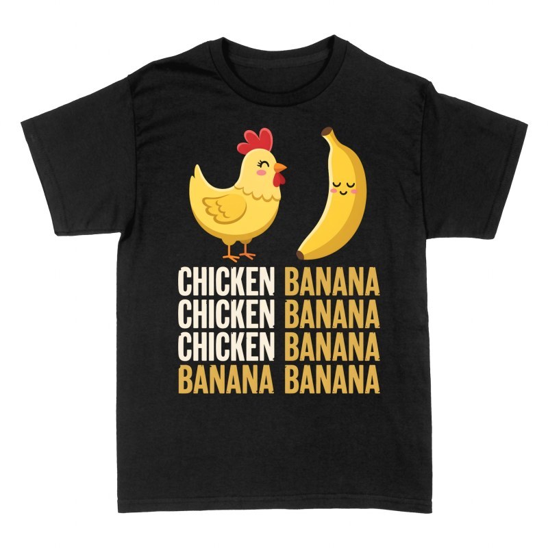 Camisetas: Pollo y pl&aacute;tano kawaii meme