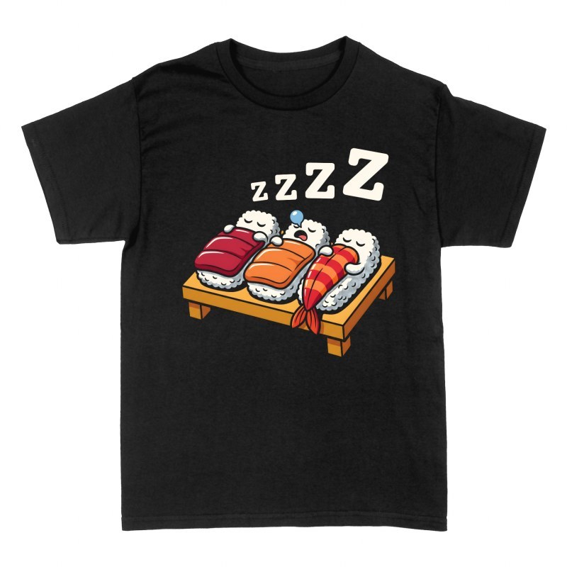 Camisetas: Sushi durmiendo en cama