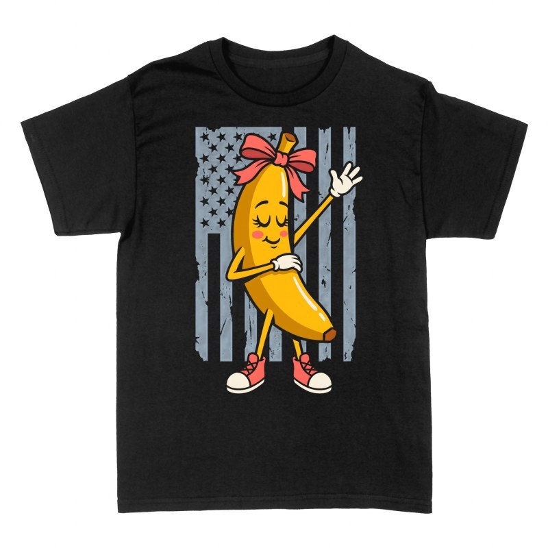 Camisetas: Pl&aacute;tano bailando con bandera de EE. UU.