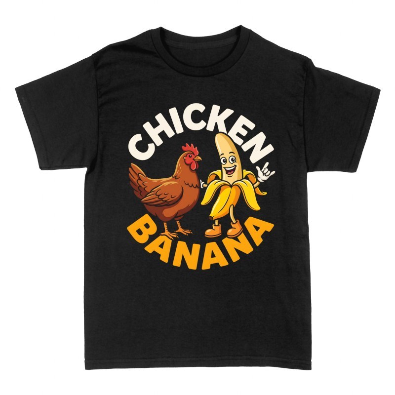 Camisetas: Pollo y pl&aacute;tano rockero