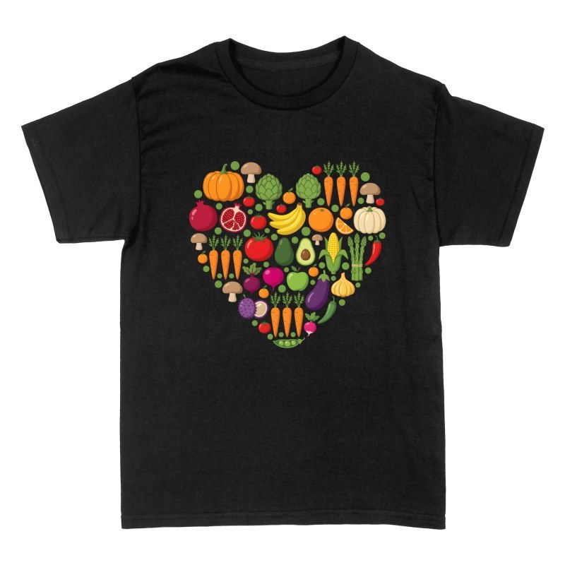 Camisetas: Coraz&oacute;n de frutas y verduras