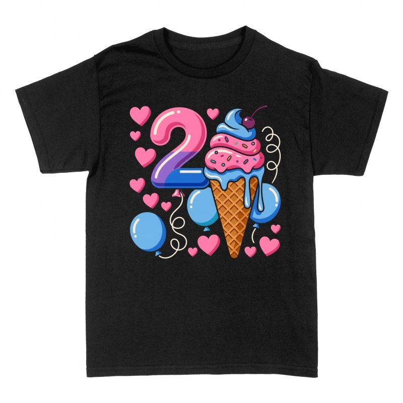 Camisetas: Globo n&uacute;mero 2 con helado infantil