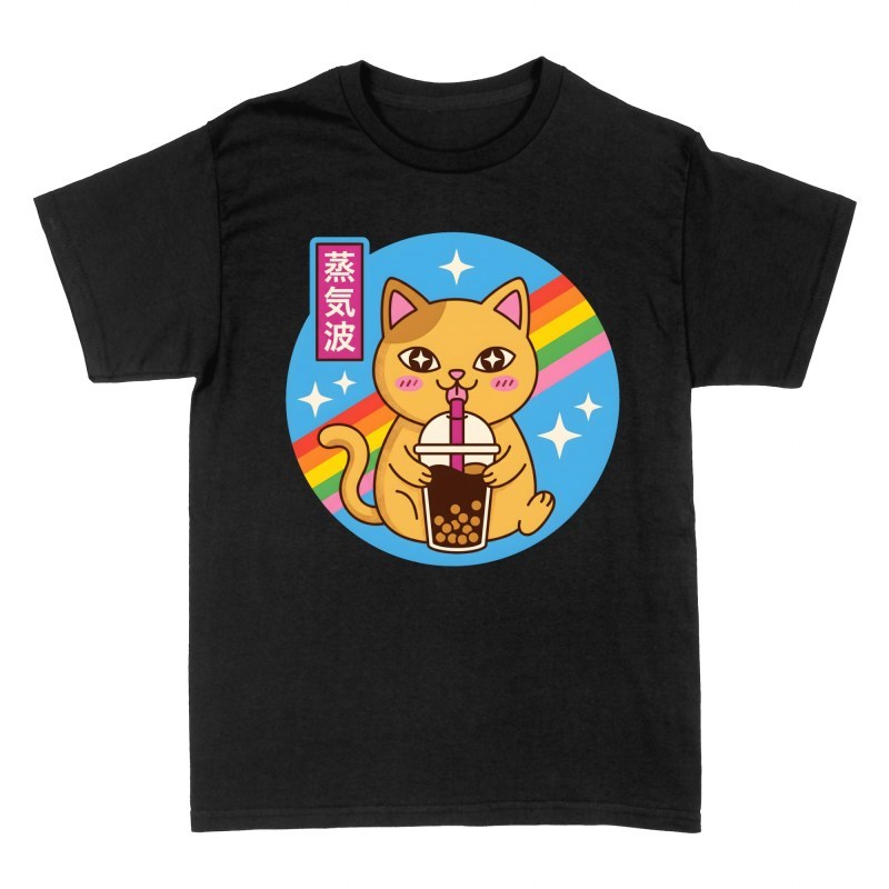 Camisetas: Gato kawaii bebiendo boba tea
