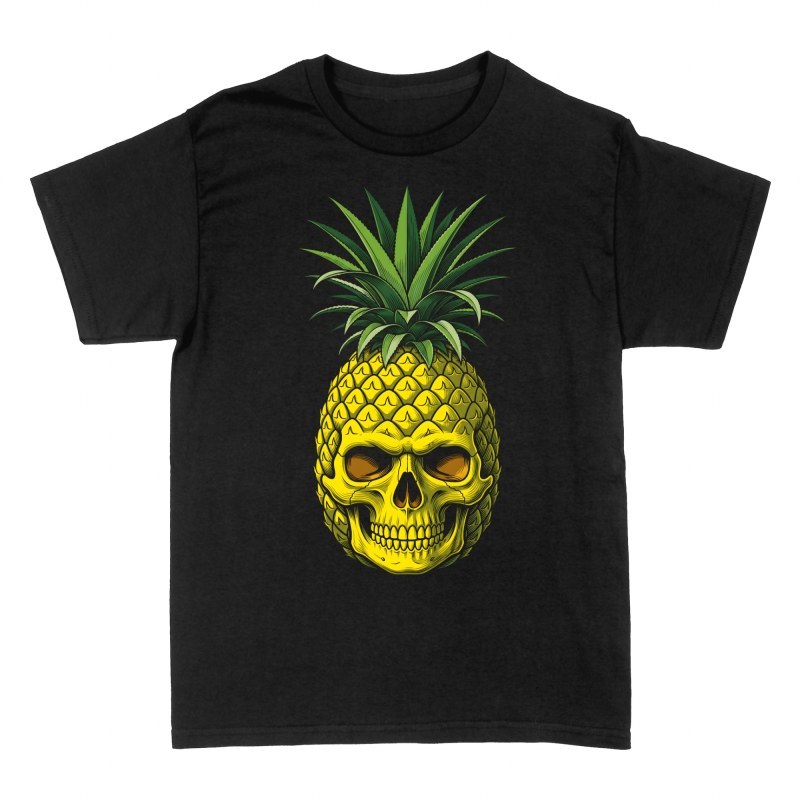 Camisetas: Calavera pi&ntilde;a tropical