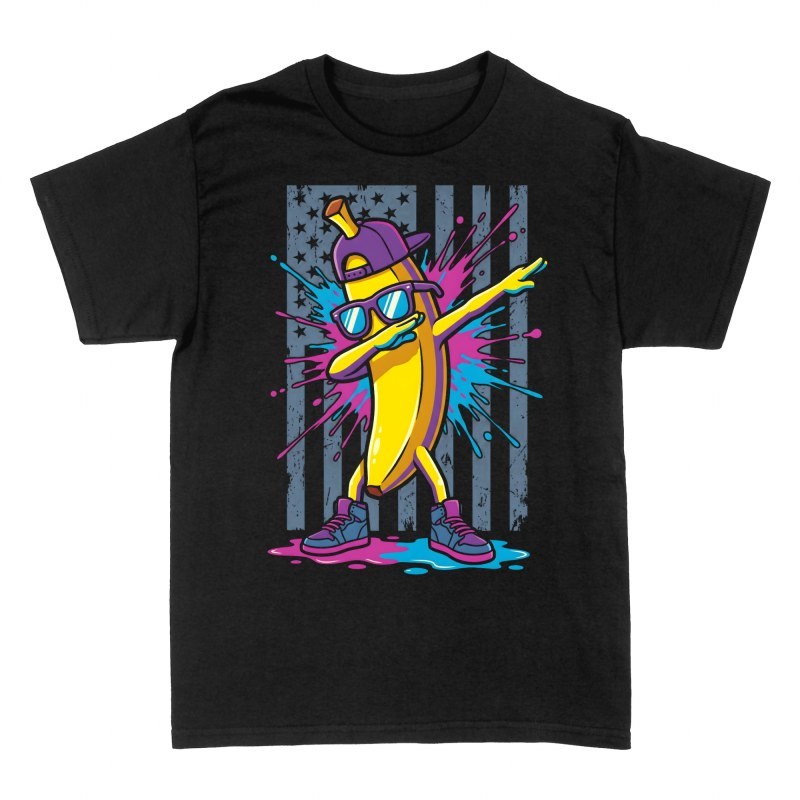 Camisetas: Pl&aacute;tano dabbing con bandera de Estados Unidos