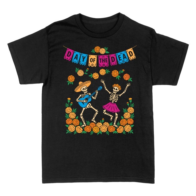 Camisetas: D&iacute;a de Muertos mariachi y bailarina
