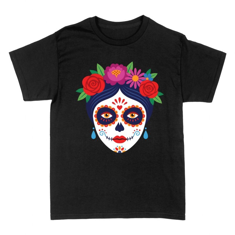 Camisetas: Catrina con corona de flores