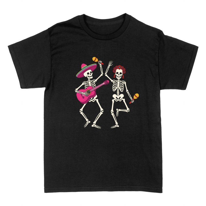 Camisetas: Esqueletos mariachi y catrina bailando