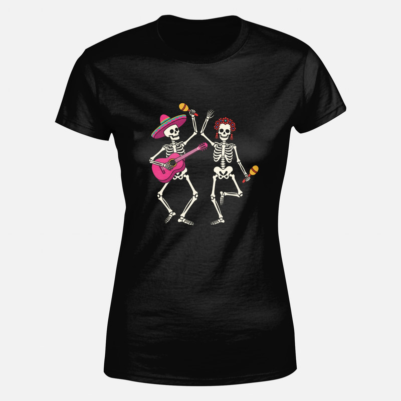 Camisetas: Esqueletos mariachi y catrina bailando