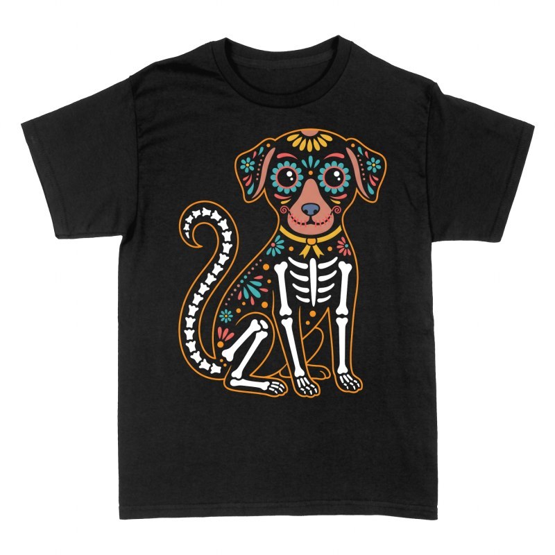 Camisetas: Perro calavera de az&uacute;car mexicana